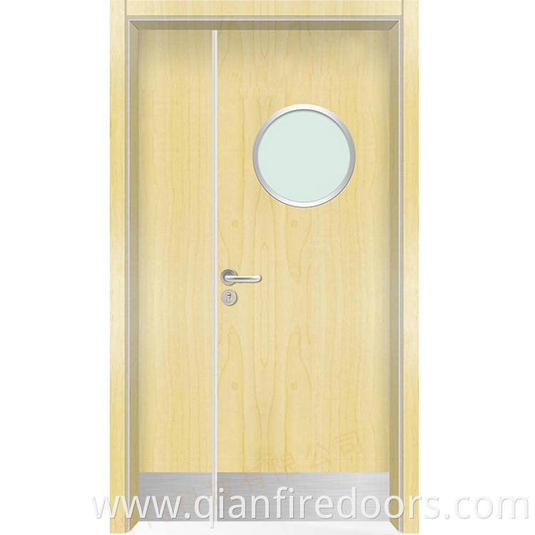 Hospital office main solid door pvc waterproof front wood framed glass doors